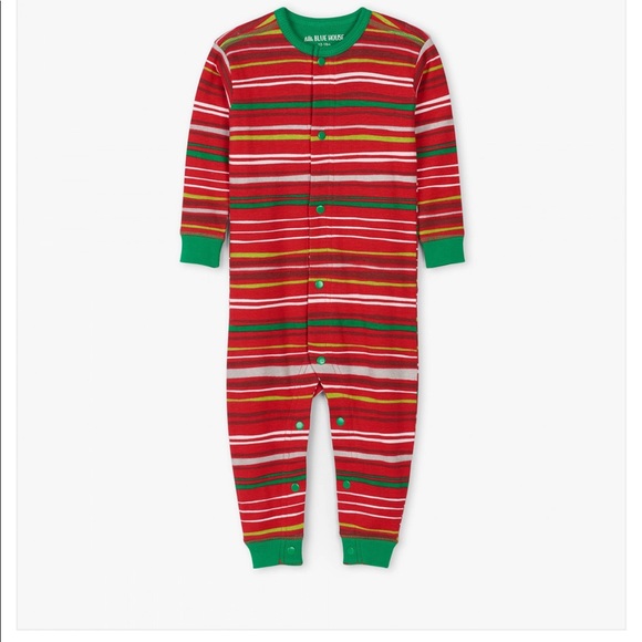 New Little Blue House holiday stripes union suit Santa bum - Picture 2 of 3
